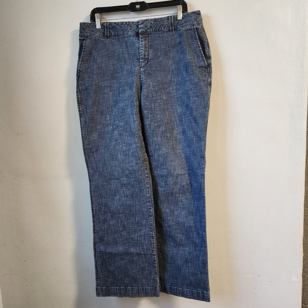 Coldwater Creek Women's Denim Blue Wide Leg Trouser Pants Size‎ 16